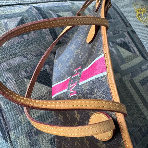 LOUIS VUITTON MONOGRAM NEVERFULL PM TOTE HANDBAG - HAS Painted INITIALS H.M - Picture 5 of 15